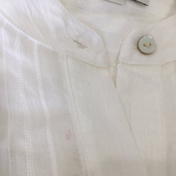 VINCE White Textured Striped Semi Sheer Fabric Long Sleeve Button Shirt - Picture 15 of 16